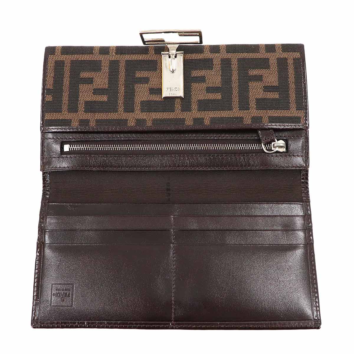 Zucca Long Wallet Canvas Leather Brown 15828 Purse