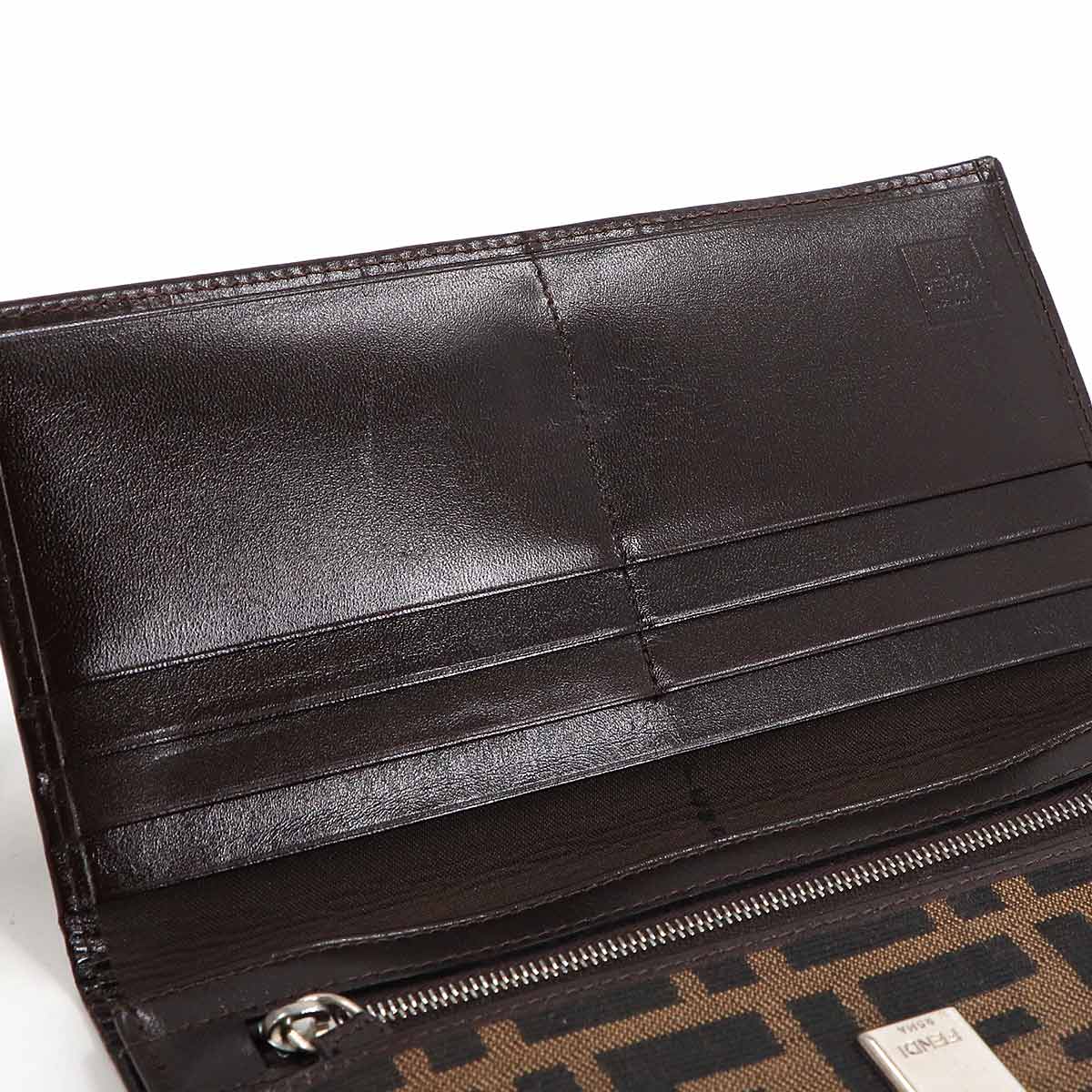 Zucca Long Wallet Canvas Leather Brown 15828 Purse