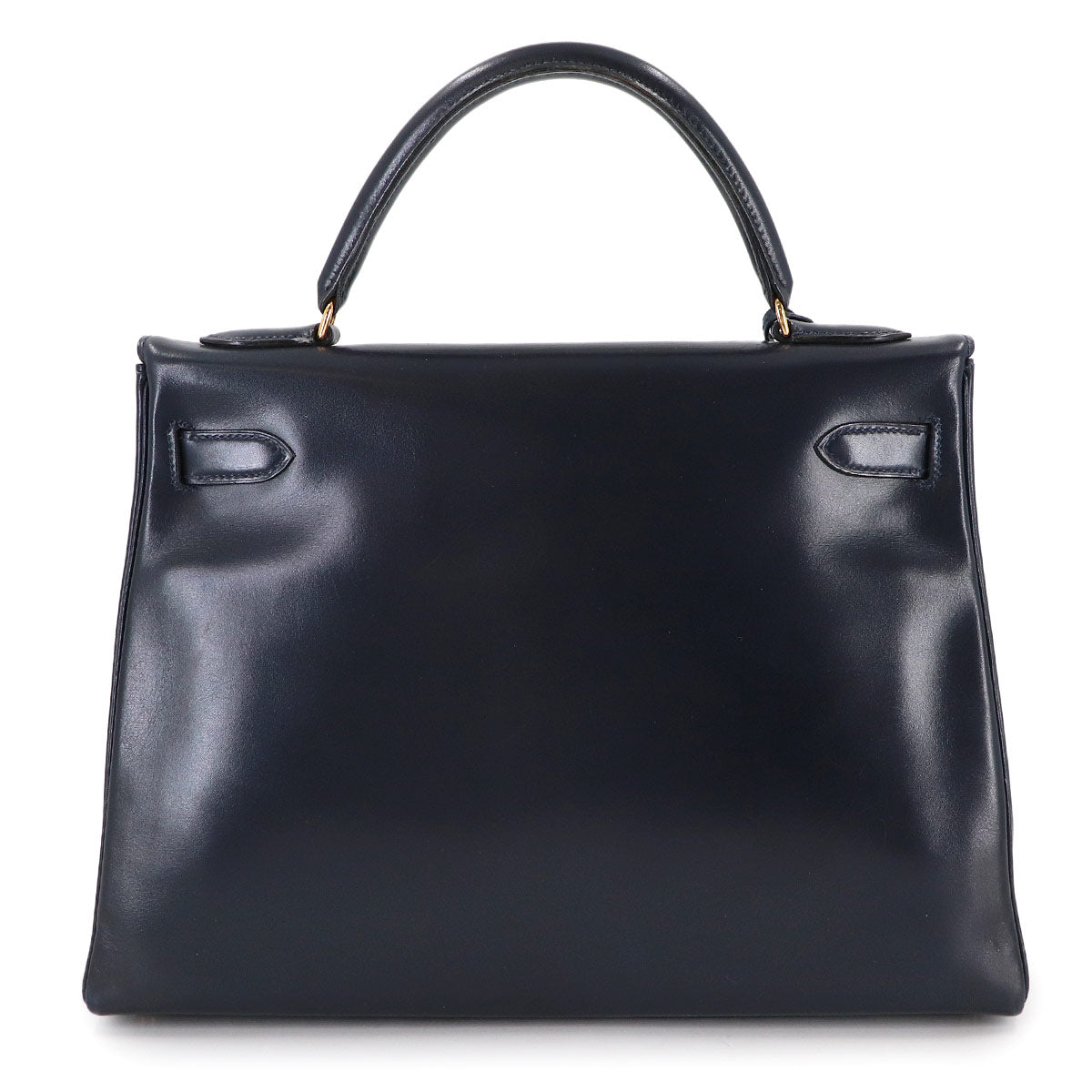 Kelly 32 Box calf Navy Hand Bag Vintage Purse