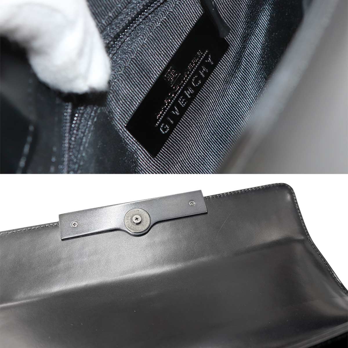 Hand Bag Leather Black Square Purse