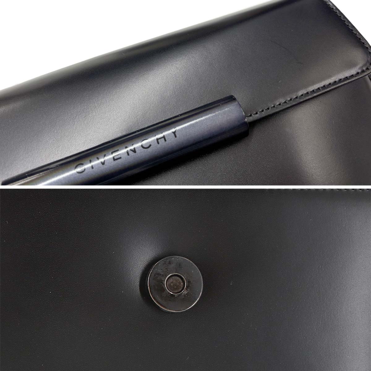 Hand Bag Leather Black Square Purse