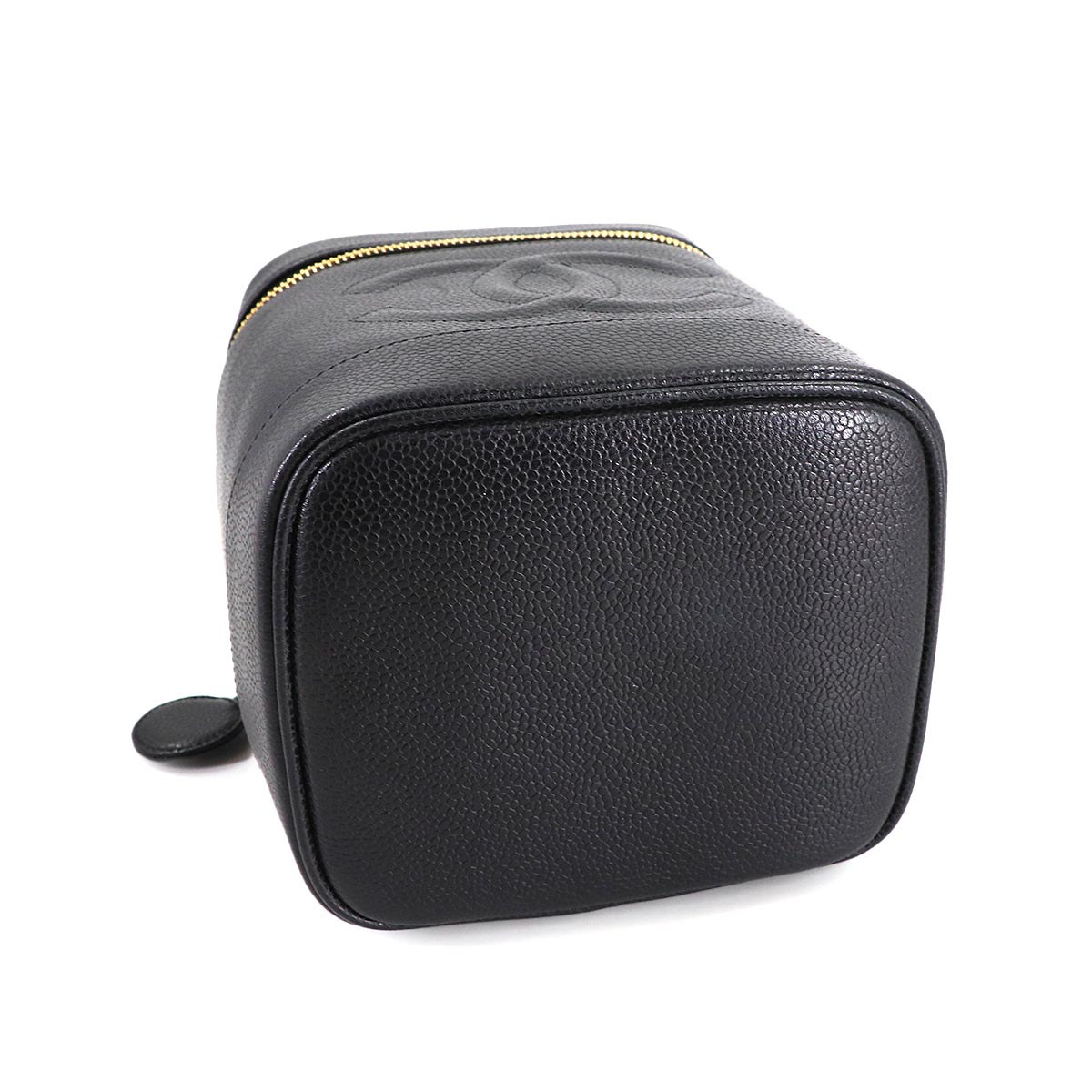 Vanity Hand Bag Caviar Skin Leather Black A01998 Vintage Purse