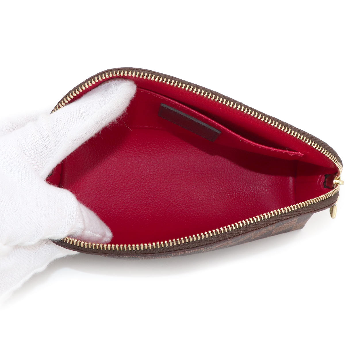 Damier Cosmetic Pouch PM Ebene Brown N47516 Purse