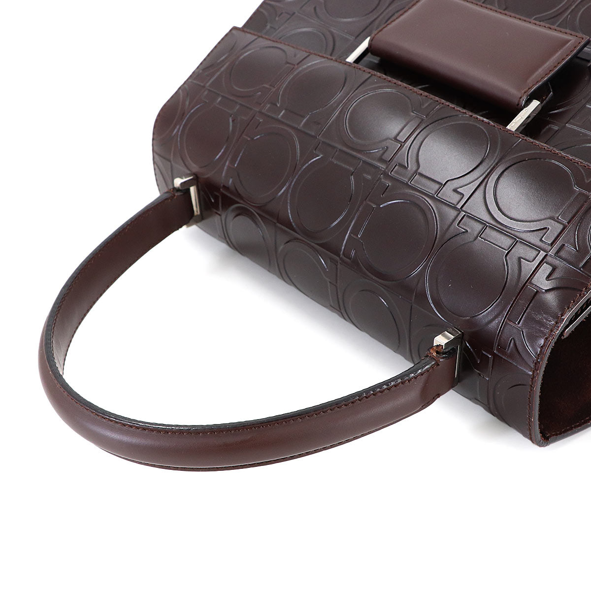 Gancini Hand Bag Leather Brown AX-21 0855 Purse