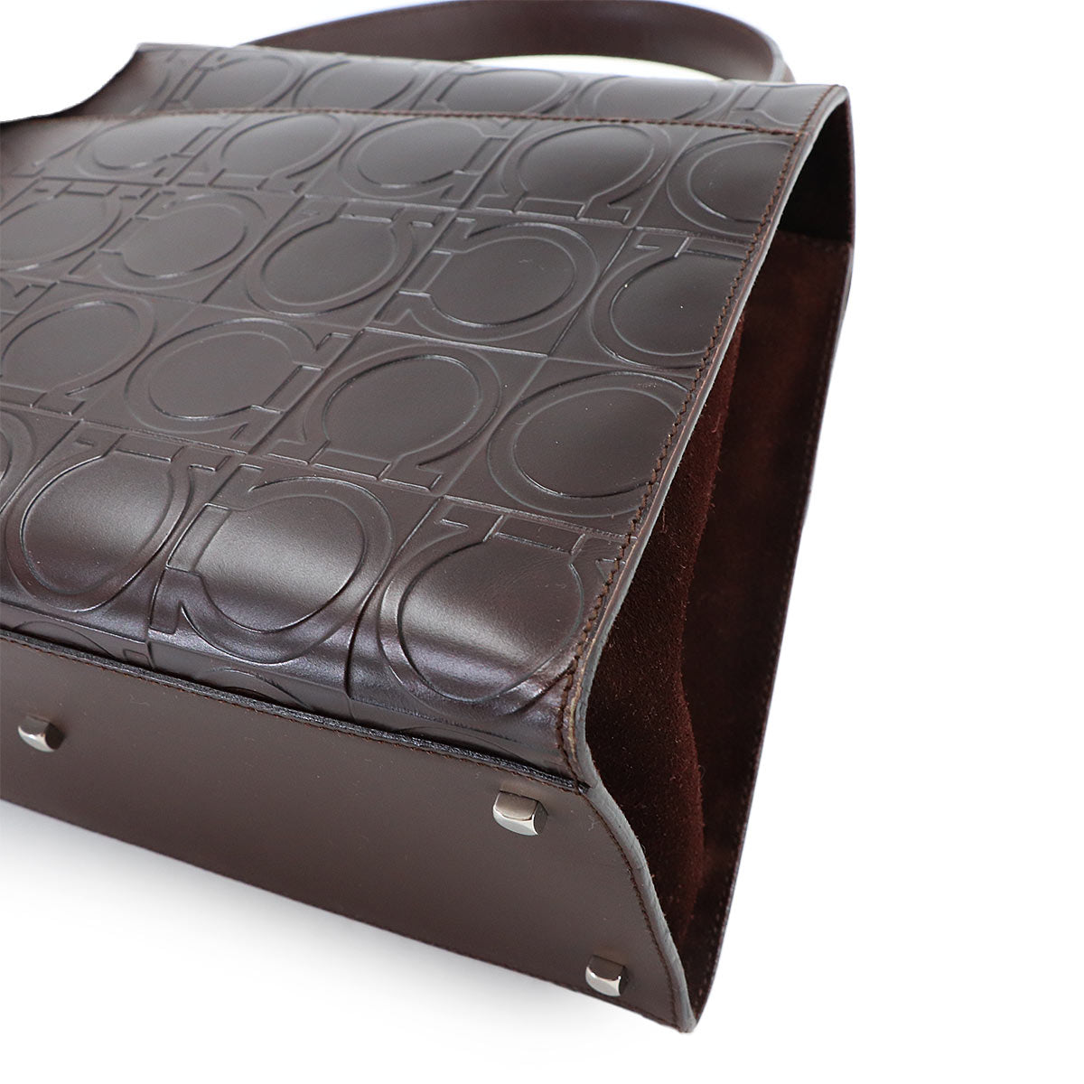 Gancini Hand Bag Leather Brown AX-21 0855 Purse