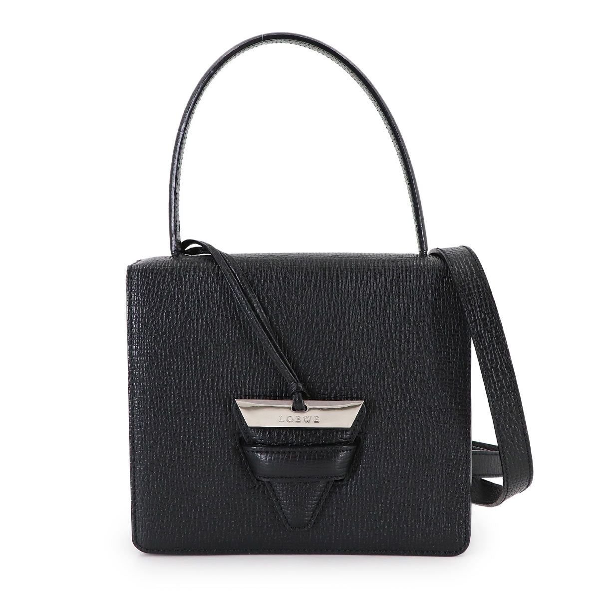 Barcelona Hand Shoulder Bag Leather Black Purse