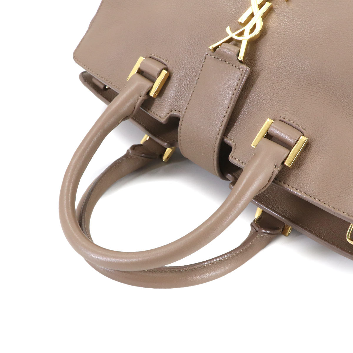 Small Cabas 2way Hand Shoulder Bag Leather Beige 424869