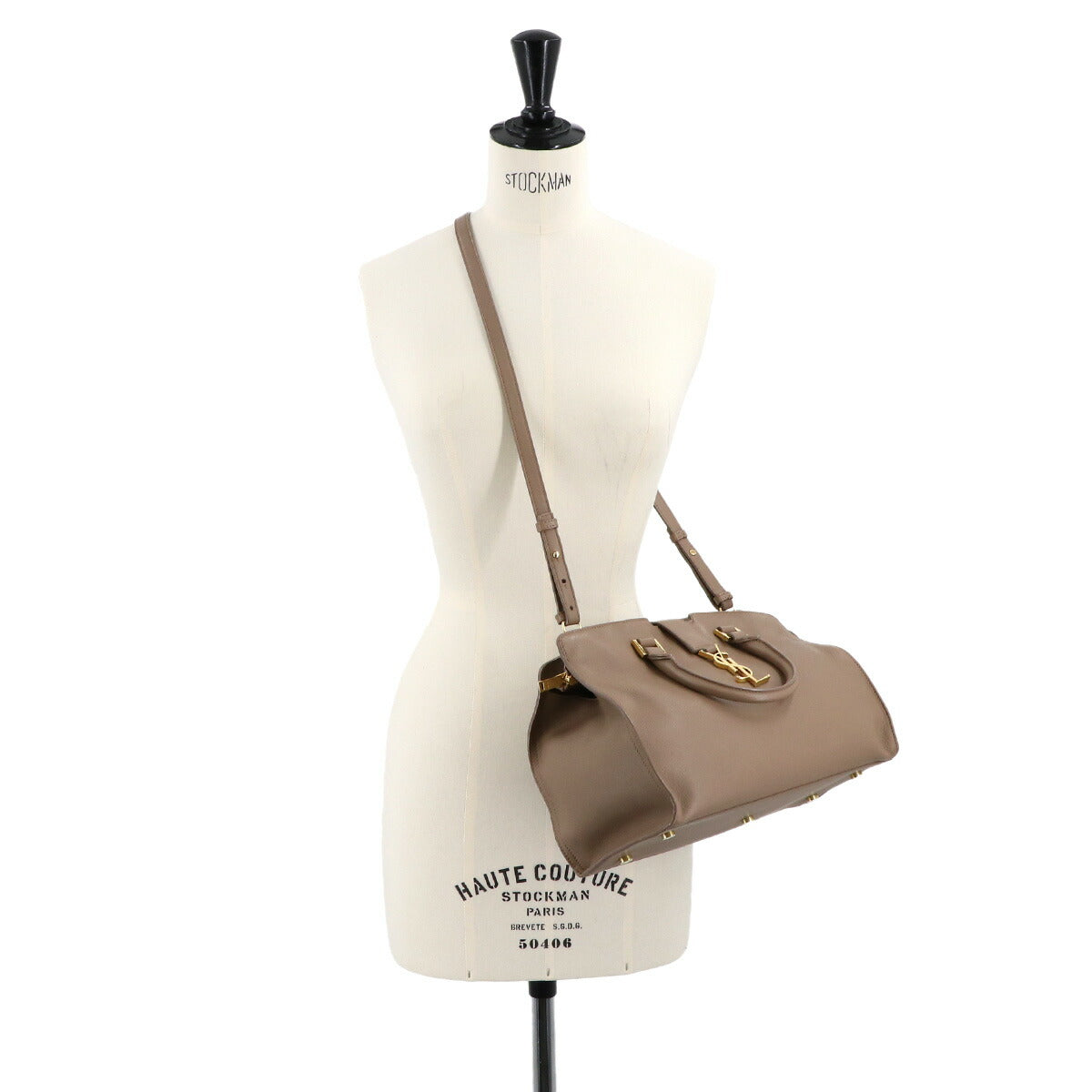 Small Cabas 2way Hand Shoulder Bag Leather Beige 424869