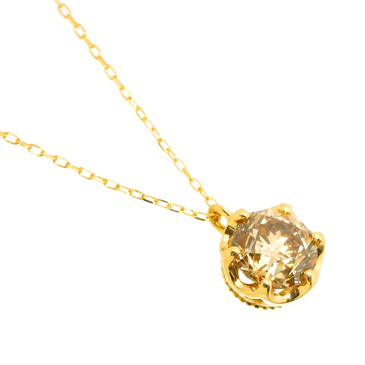 Brown Diamond 1.00ct Necklace 18K YG Yellow Gold 750
