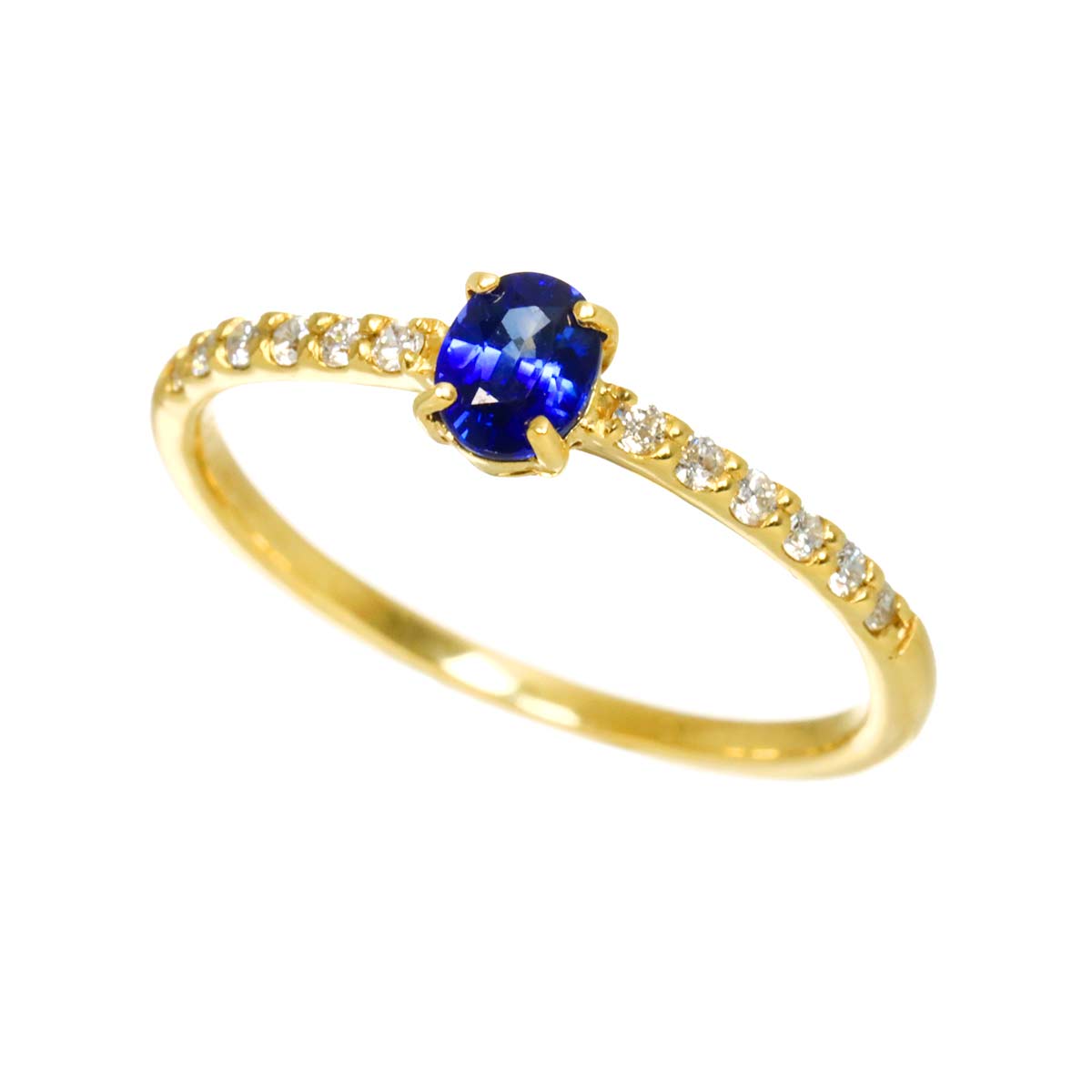 Sapphire 0.38ct Diamond 0.11ct Ring 18K YG Yellow Gold size5.75-6(US)