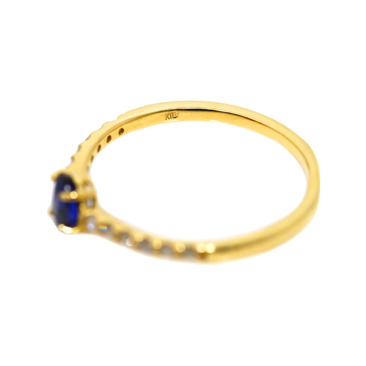 Sapphire 0.38ct Diamond 0.11ct Ring 18K YG Yellow Gold size5.75-6(US)