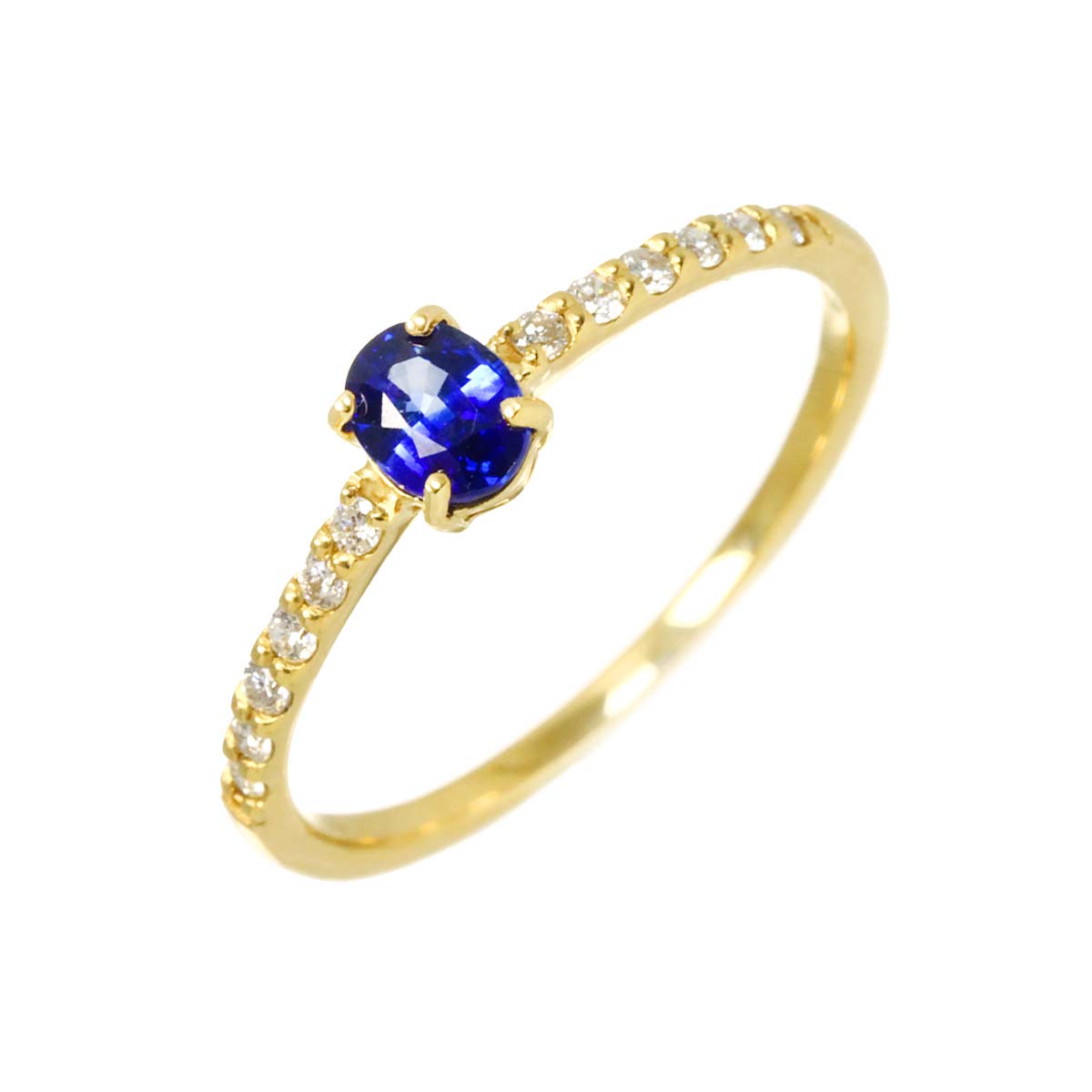 Sapphire 0.38ct Diamond 0.11ct Ring 18K YG Yellow Gold size5.75-6(US)
