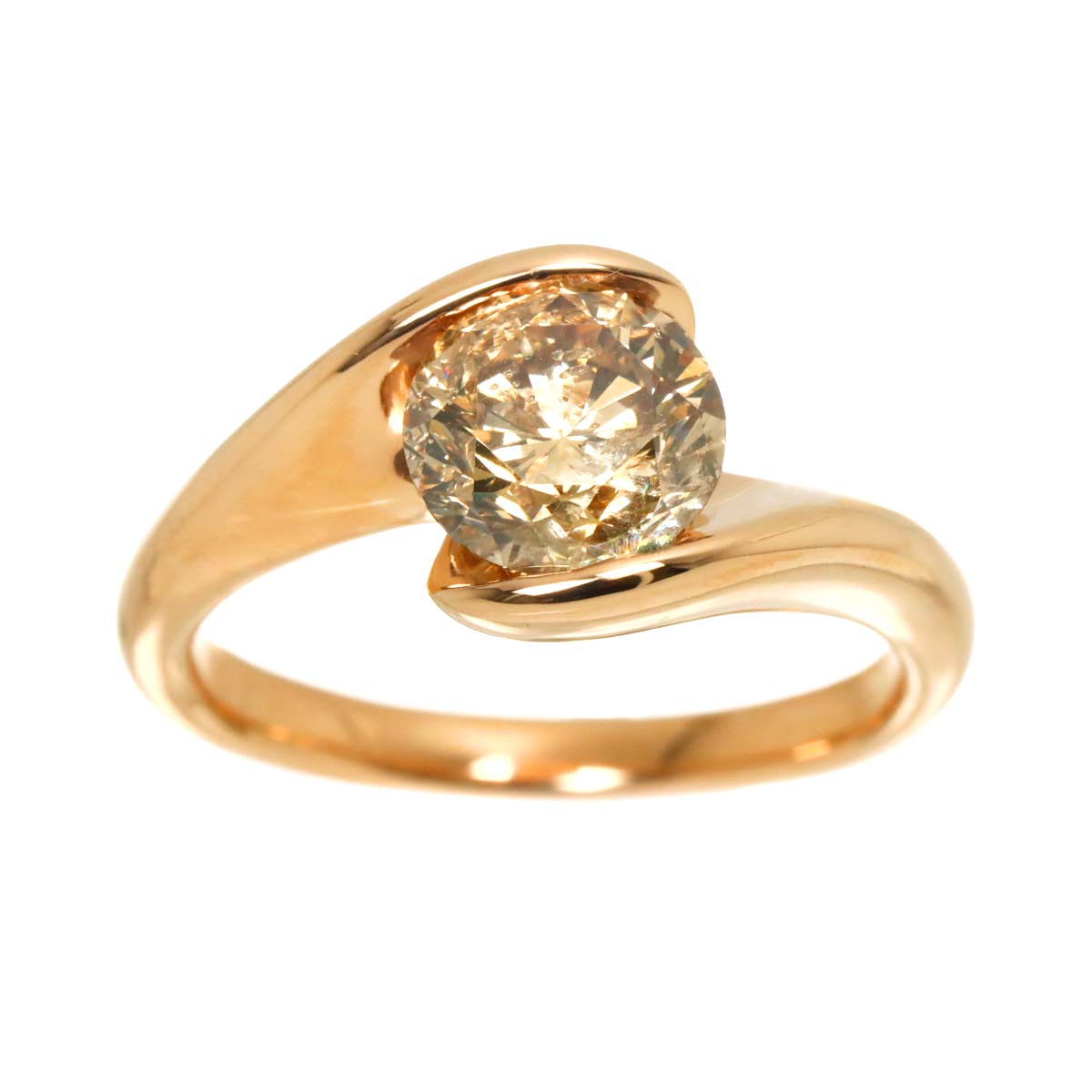 BrownDiamond 2.058ct Ring 18K K18 PG 750 size7.25-7.5(US)