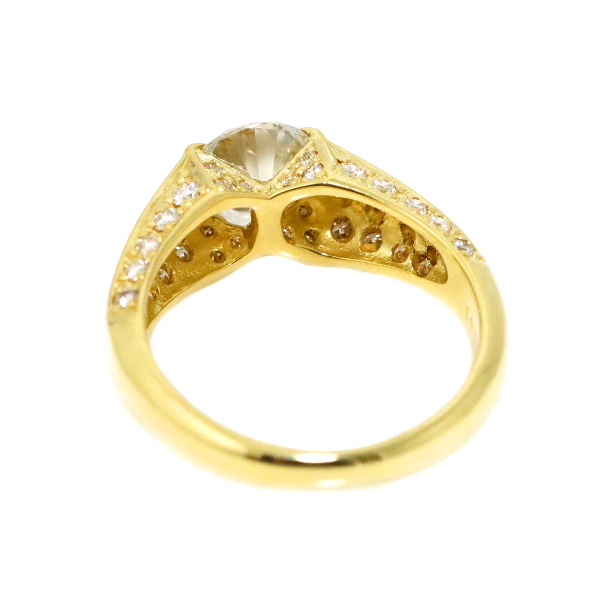 Diamond 1.061ct/0.41ct Ring 18K YG Yellow Gold 750 Size5-5.25(US)