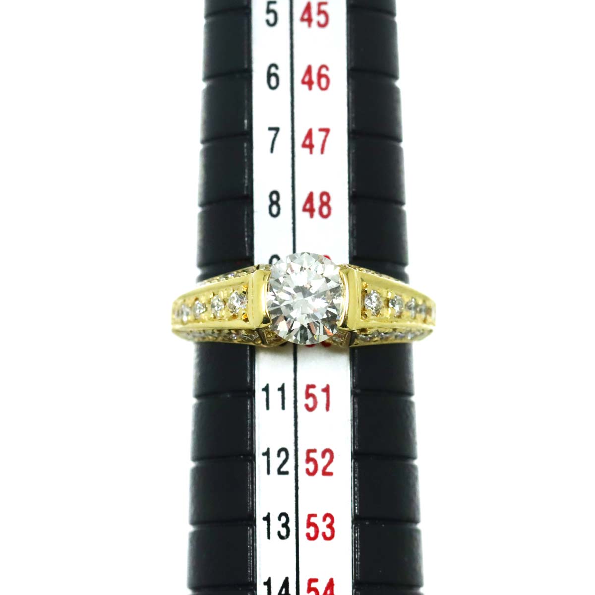 Diamond 1.061ct/0.41ct Ring 18K YG Yellow Gold 750 Size5-5.25(US)