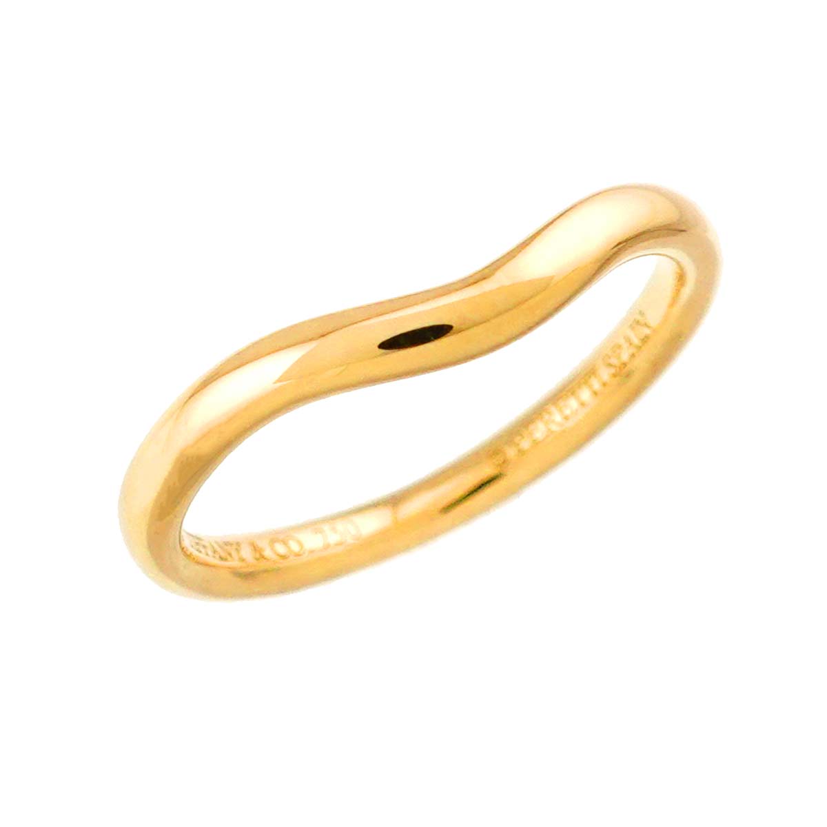 Curved Band Ring 18K Yellow Gold 750 size4(US)