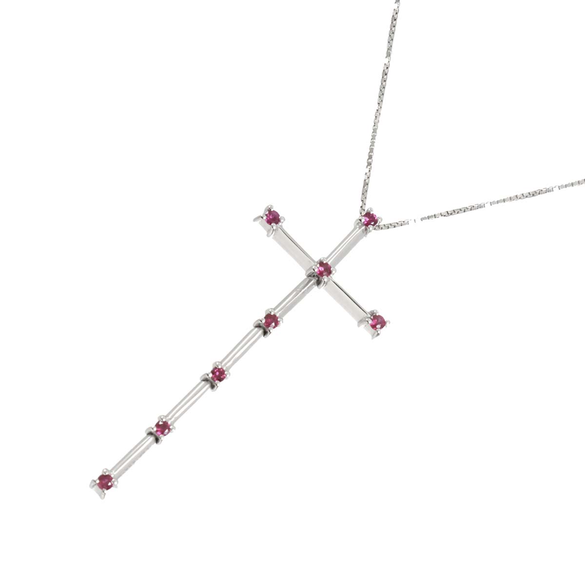 FRAMMENTI cross Ruby Diamond Necklace 18K WG 750