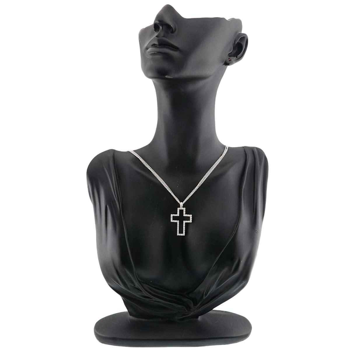 Diamond Cross Necklace 18K White Gold 750