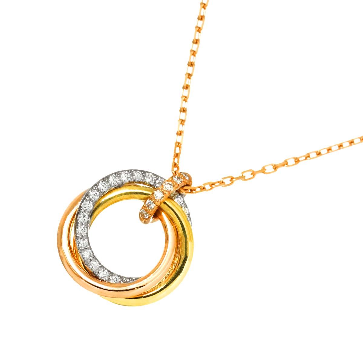 Trinity Diamond Necklace 18K YG WG PG 750