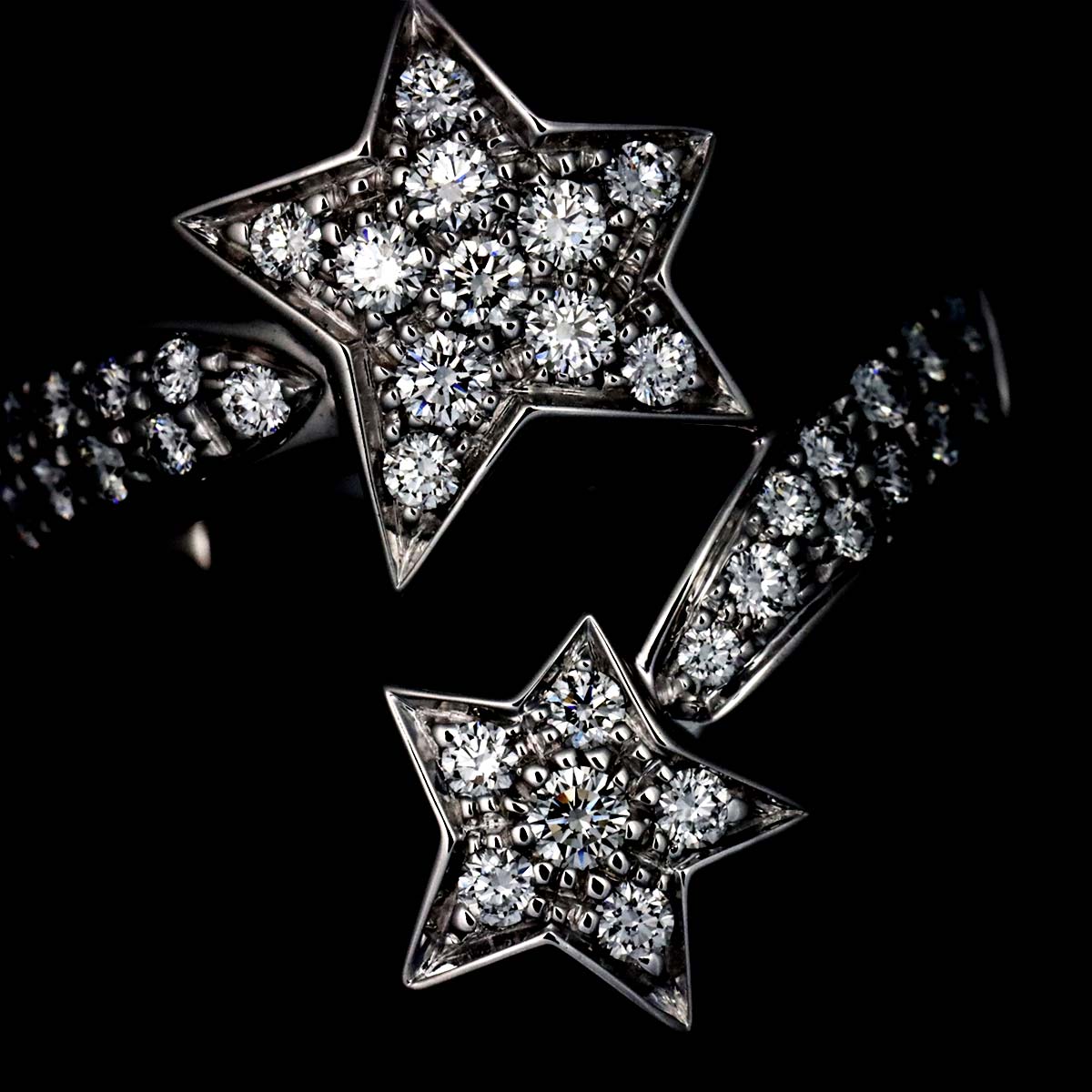 Comet Diamond Ring 18K White Gold 750 size56 7.5(US)