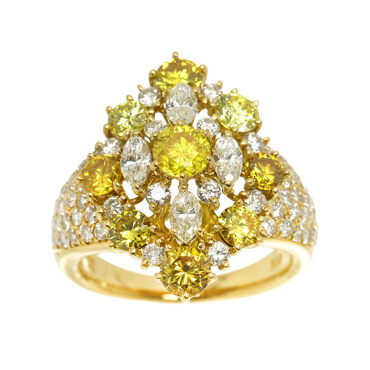 Diamond 1.39ct/1.76ct Ring 18K YG Yellow Gold 750 Size5.5-5.75(US)