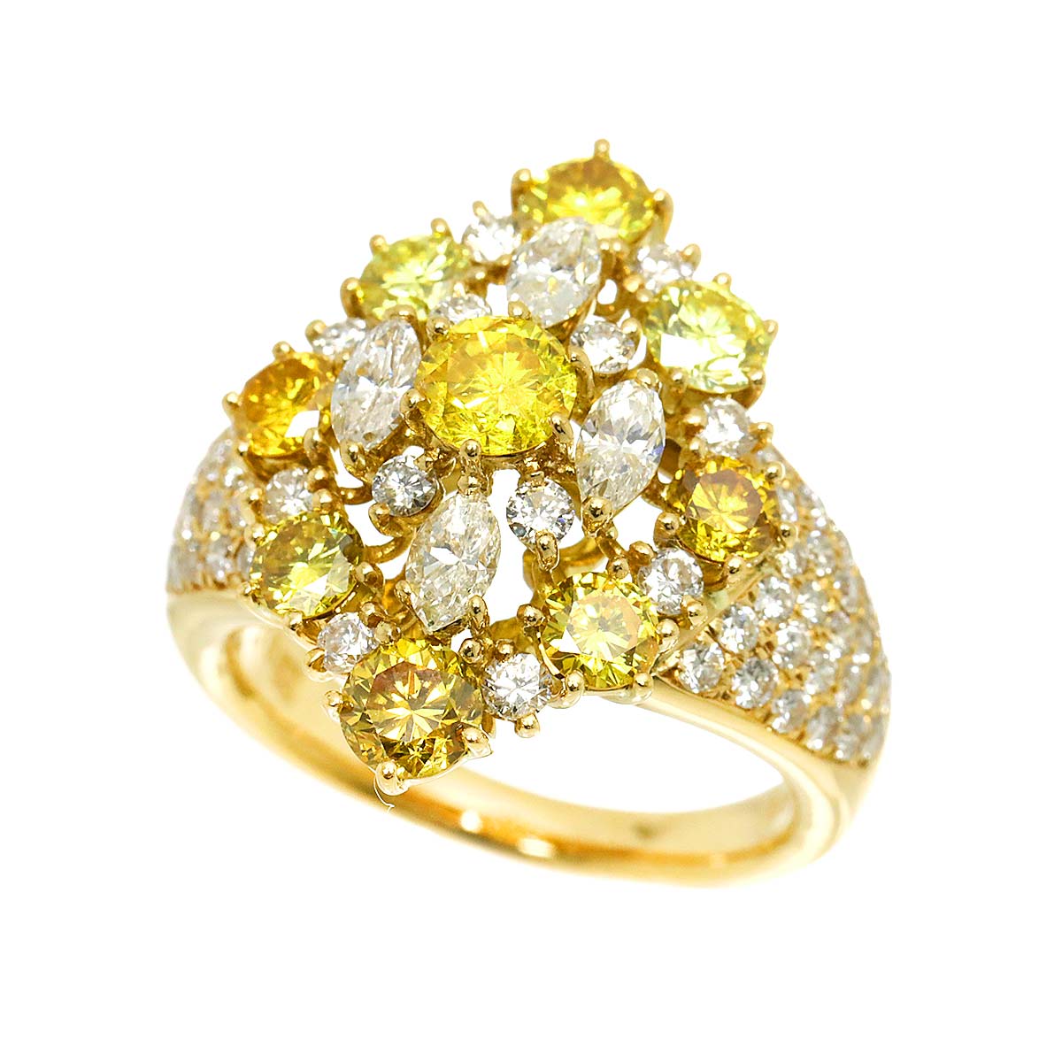 Diamond 1.39ct/1.76ct Ring 18K YG Yellow Gold 750 Size5.5-5.75(US)