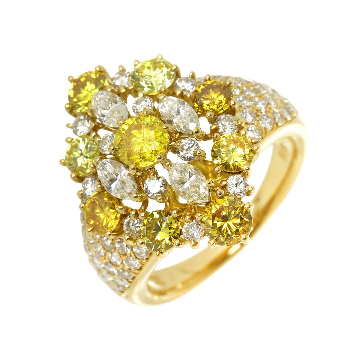 Diamond 1.39ct/1.76ct Ring 18K YG Yellow Gold 750 Size5.5-5.75(US)