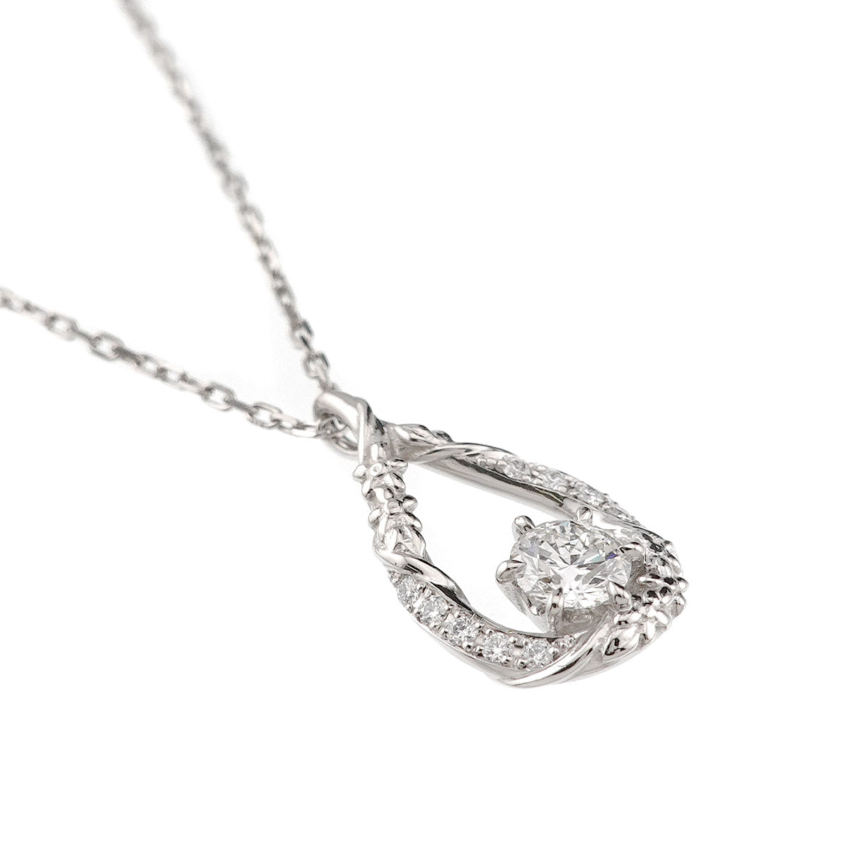 Diamond 0.275ct G/VS2/3EX Diamond 0.05ct Necklace Platinum