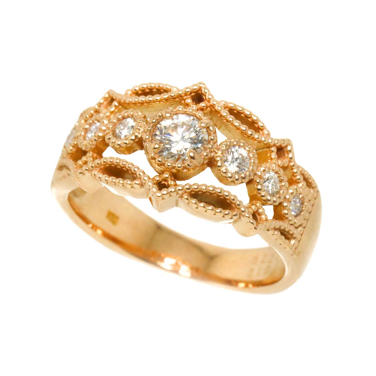 Diamond 0.227ct/0.16ct Ring 18K PG Pink Gold 750 Size5-5.25(US)