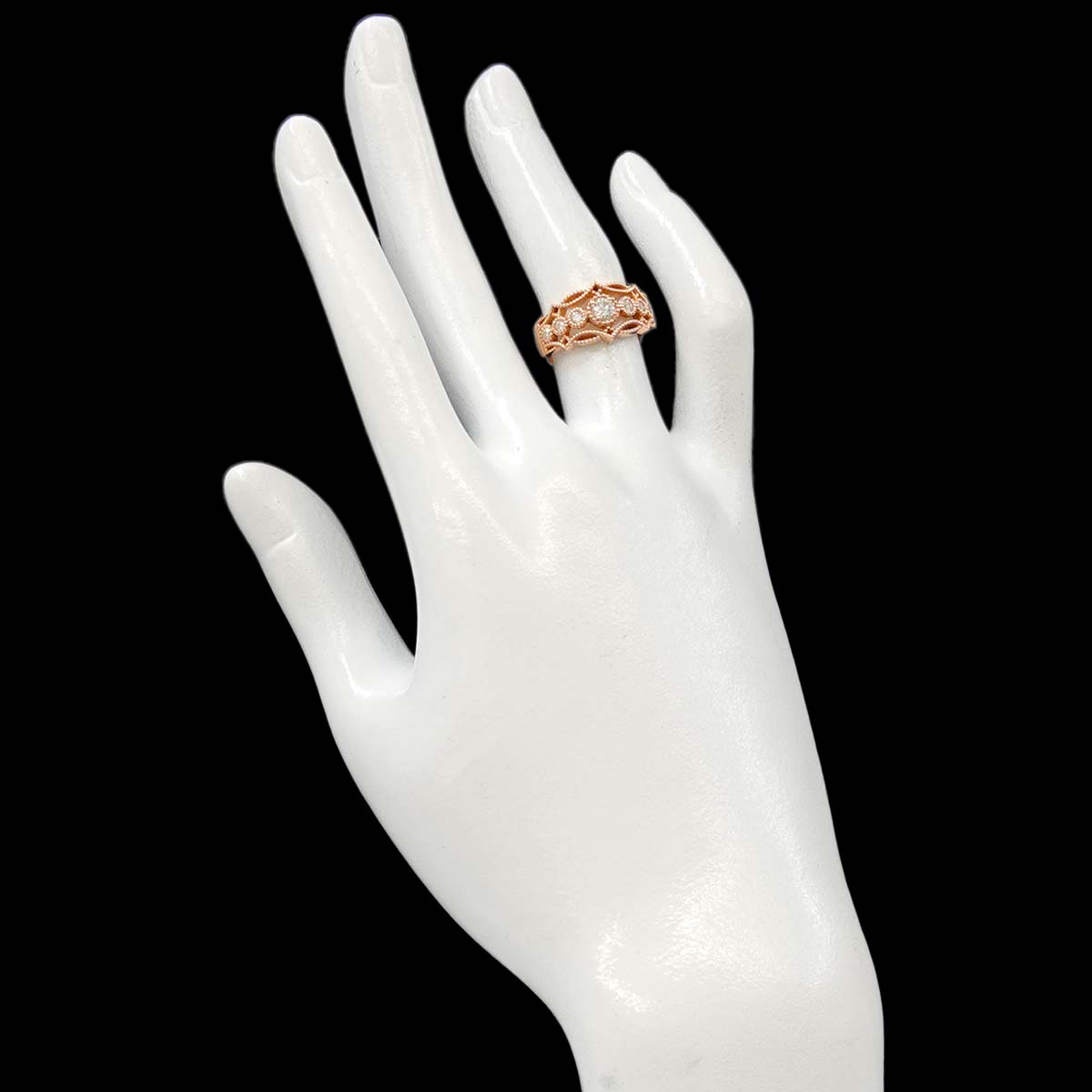 Diamond 0.227ct/0.16ct Ring 18K PG Pink Gold 750 Size5-5.25(US)