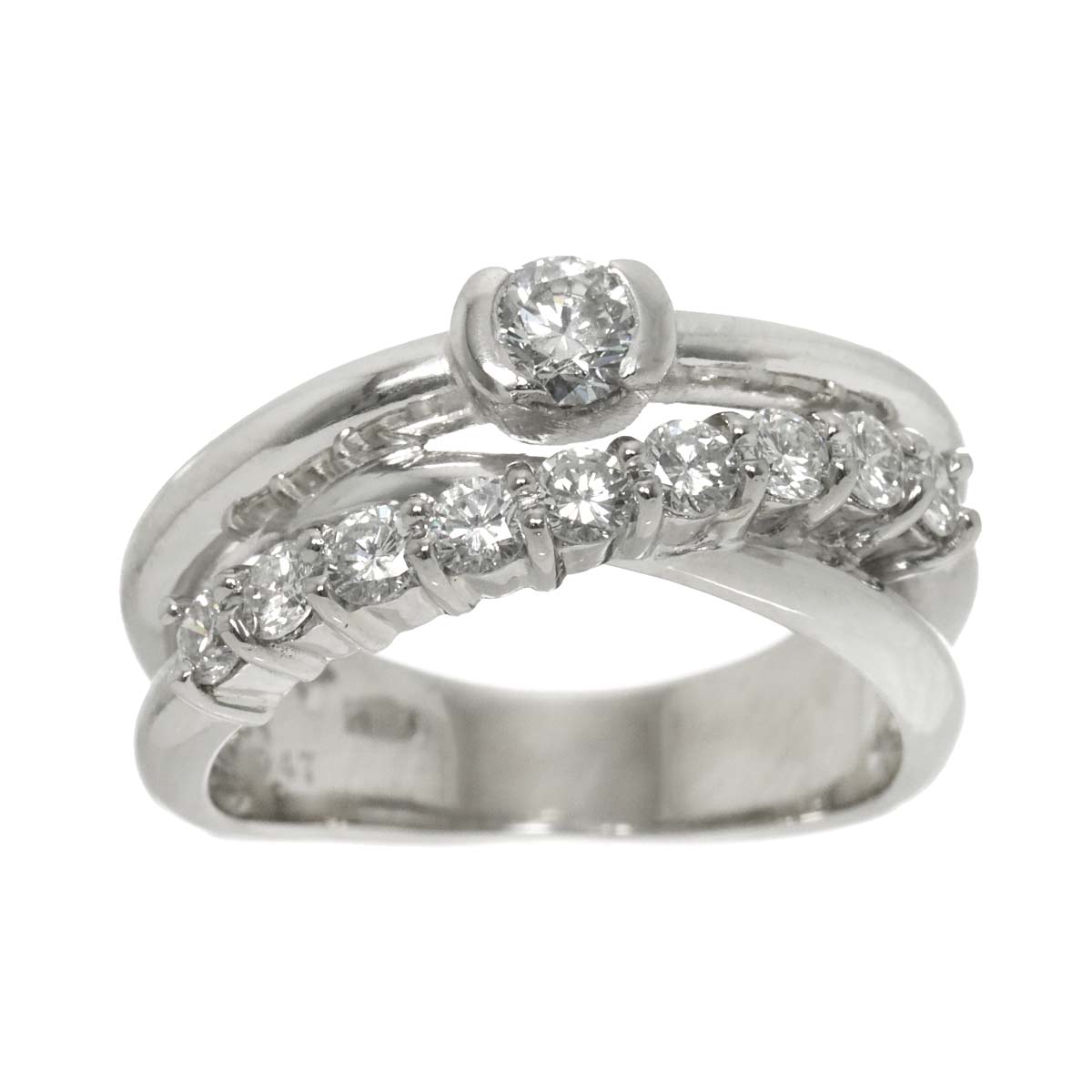 Diamond 0.20ct/0.47ct Ring Pt Platinum size5.25-5.5(US)