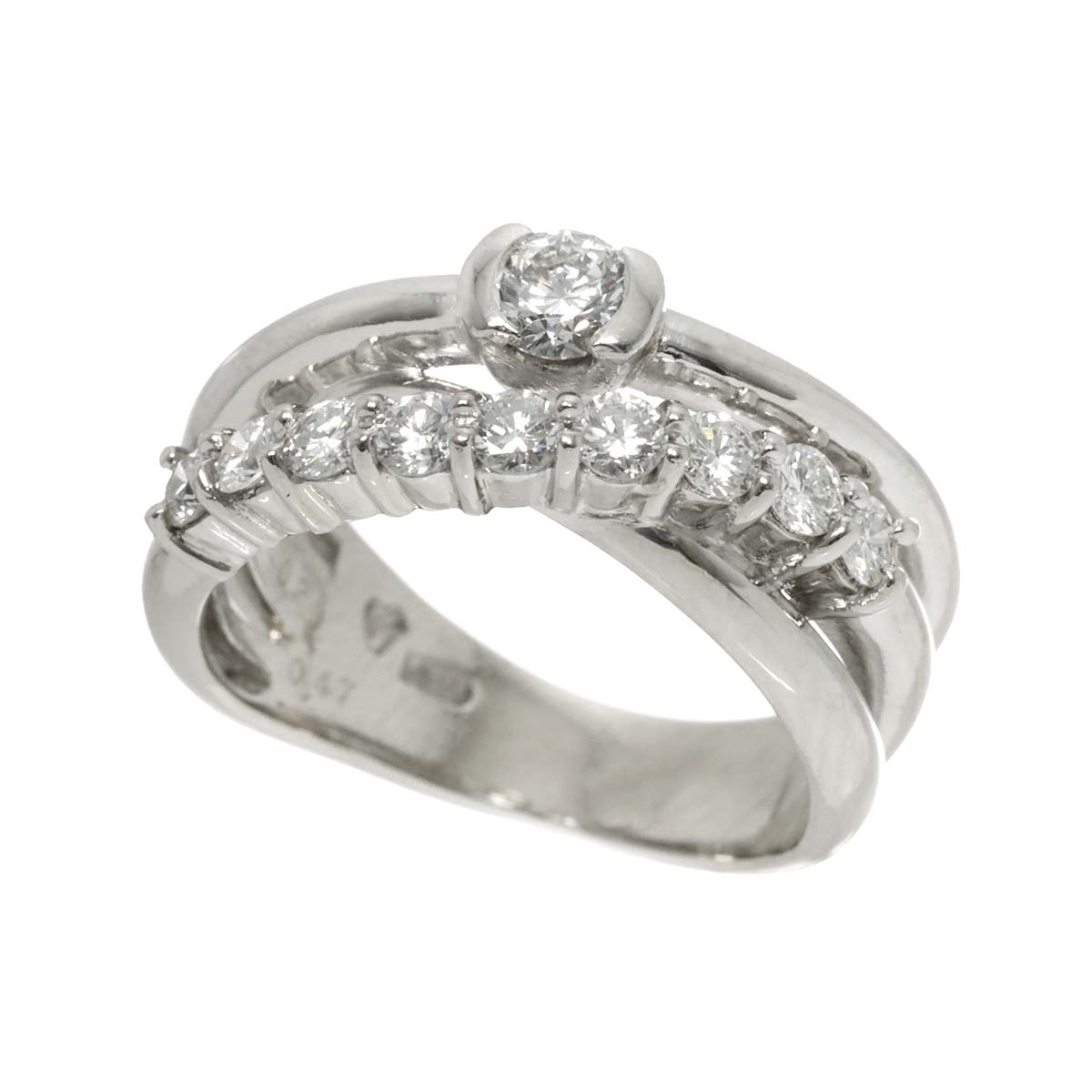 Diamond 0.20ct/0.47ct Ring Pt Platinum size5.25-5.5(US)