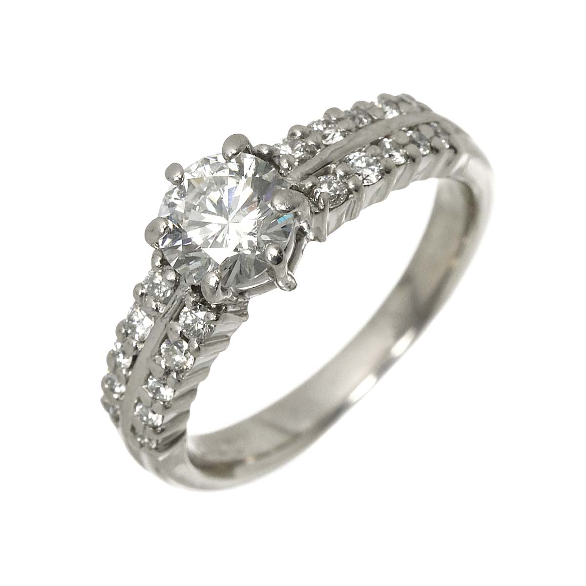 Diamond 0.712ct J/SI2/GD 0.25ct Ring Pt Platinum size4.75-5(US)