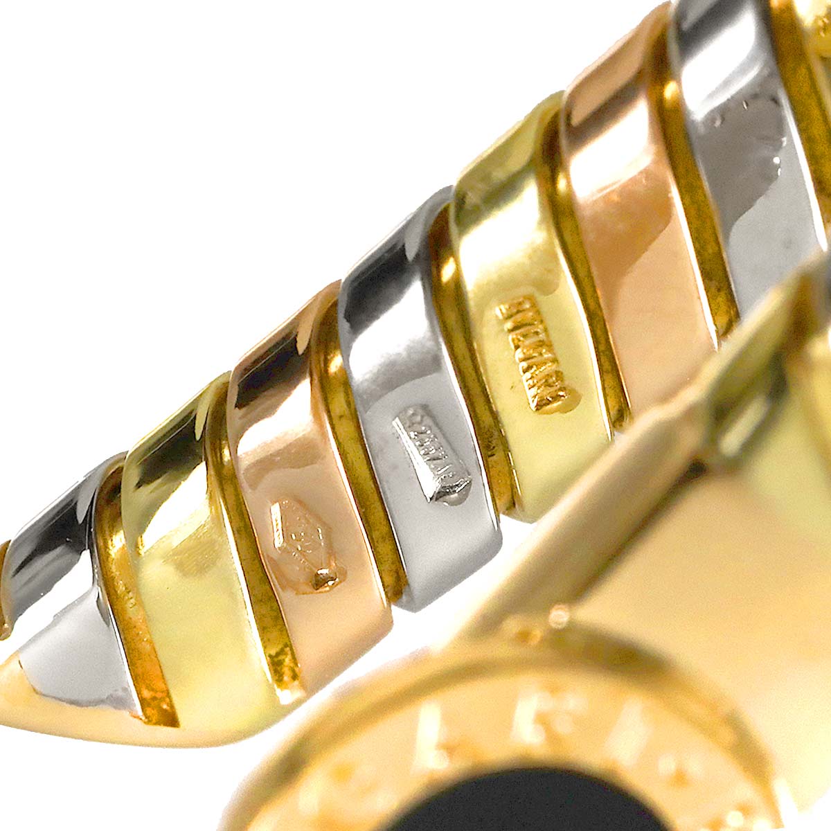 Double logo Tubogas Onyx Tie Bar 18K YG PG WG 750