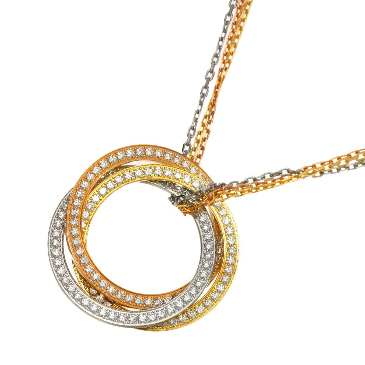 Trinity Diamond Necklace 18K YG WG PG 750