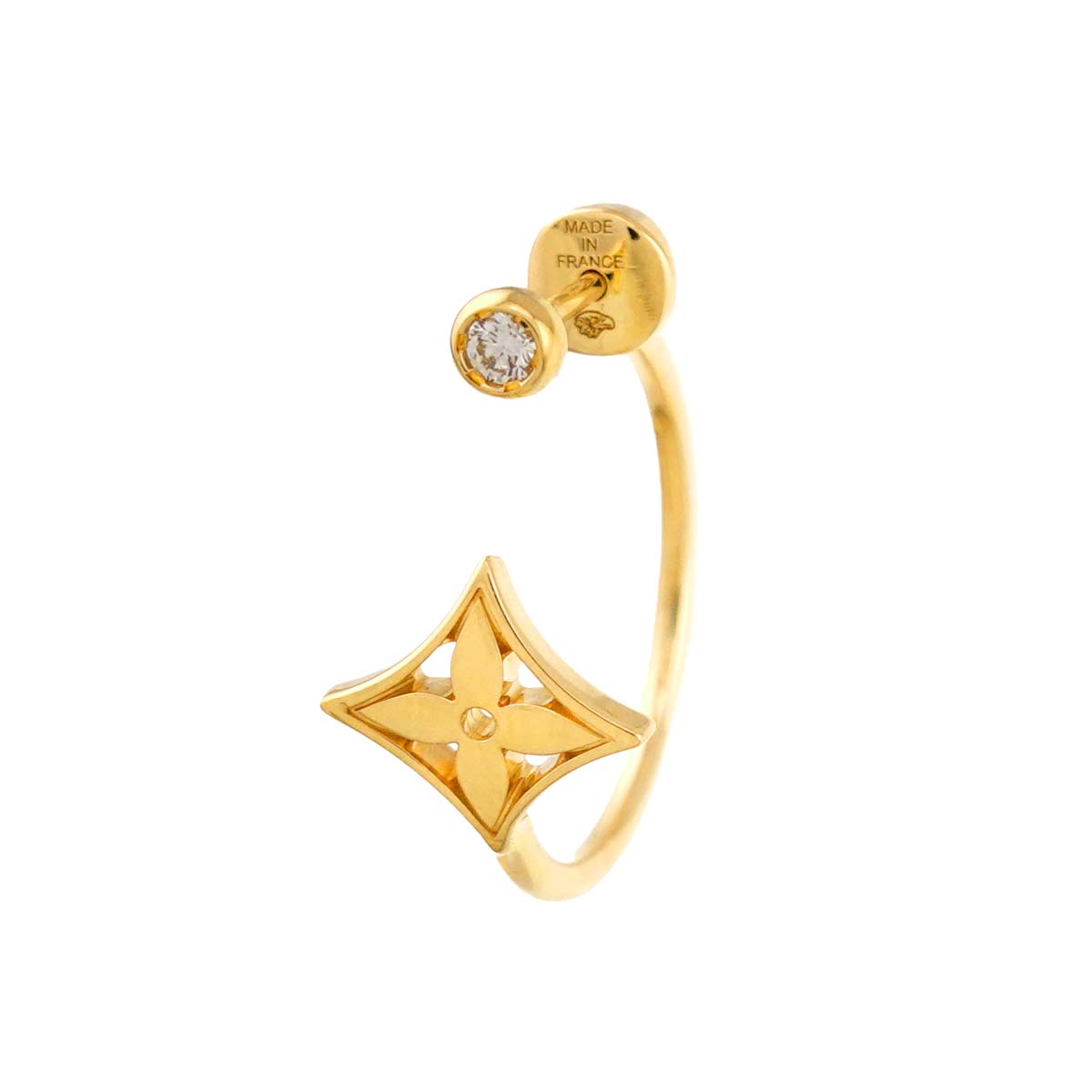 Diamond Earring Pierced 18K YG One Piece only