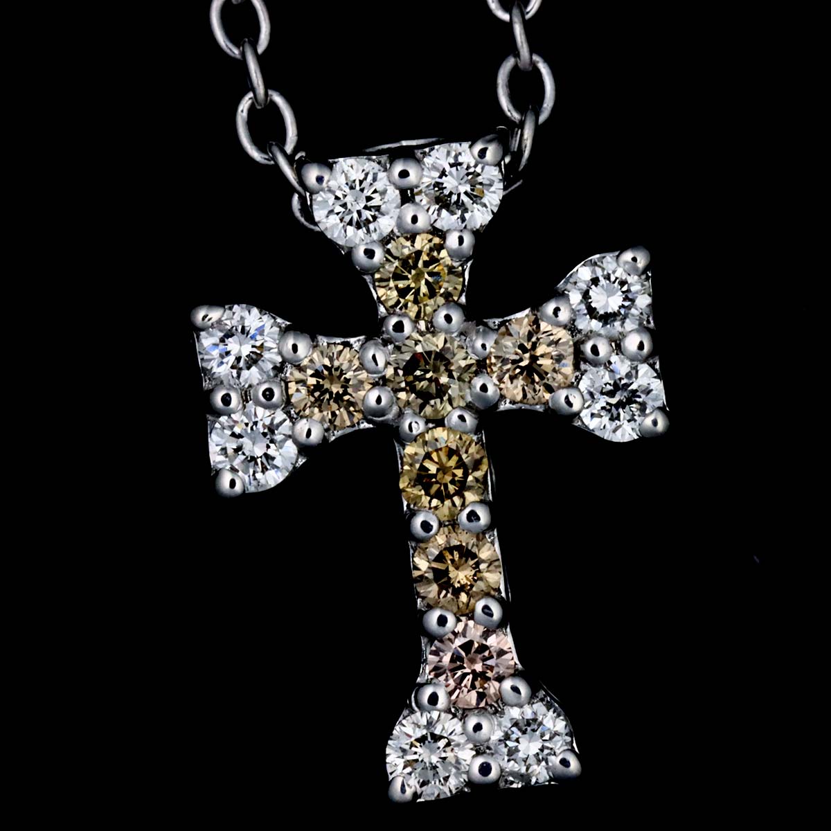 Cross motif Diamond 0.11ct/0.11ct Necklace 18K WG 750