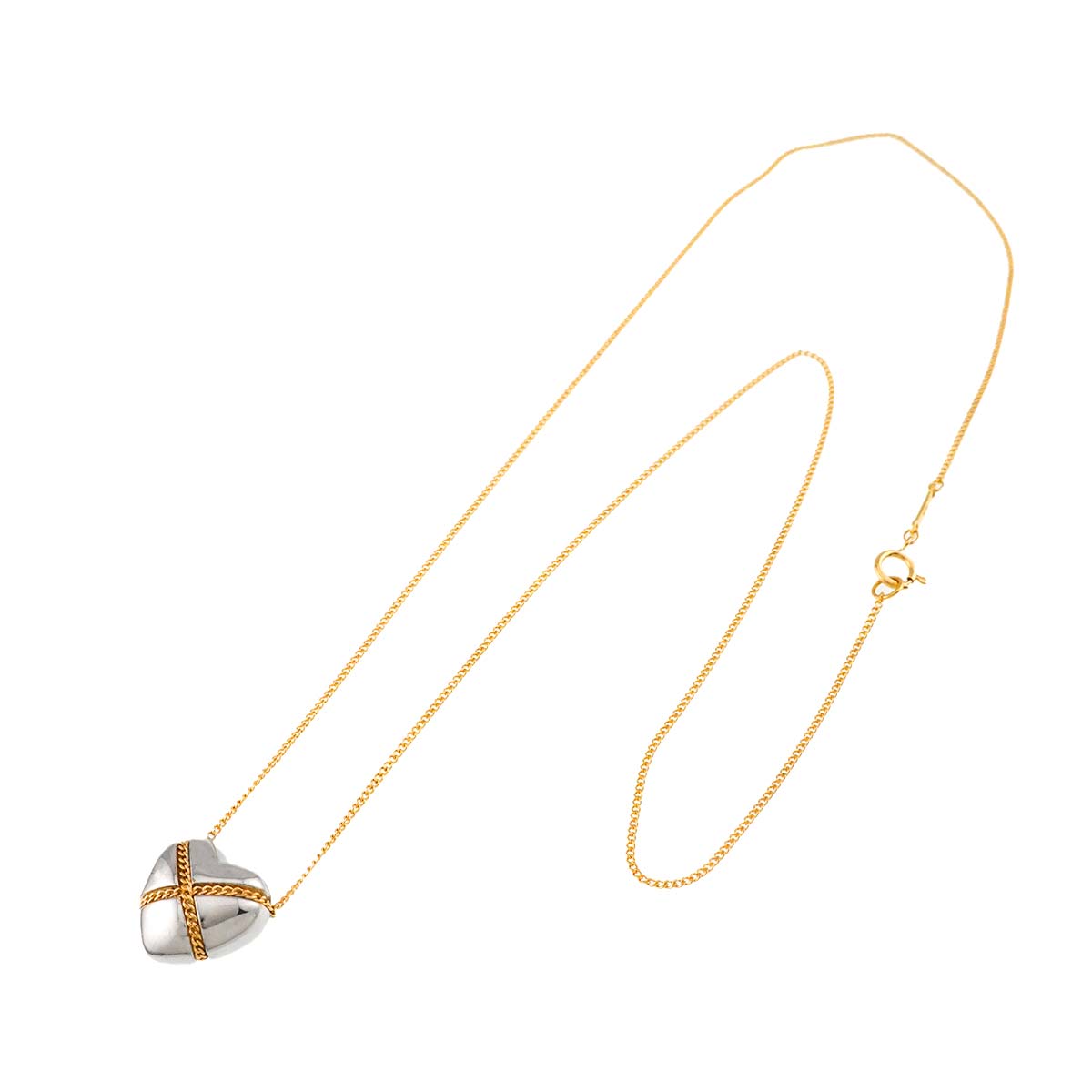 Chain Cross Heart Necklace SV Silver 18K YG 750