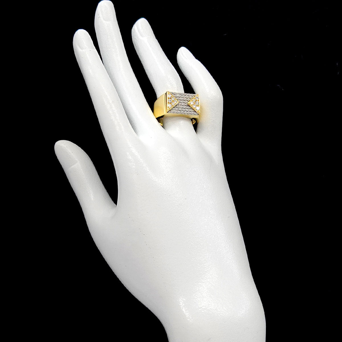 Force 10 Diamond Ring 18K YG 750 SS size:9.5(US)