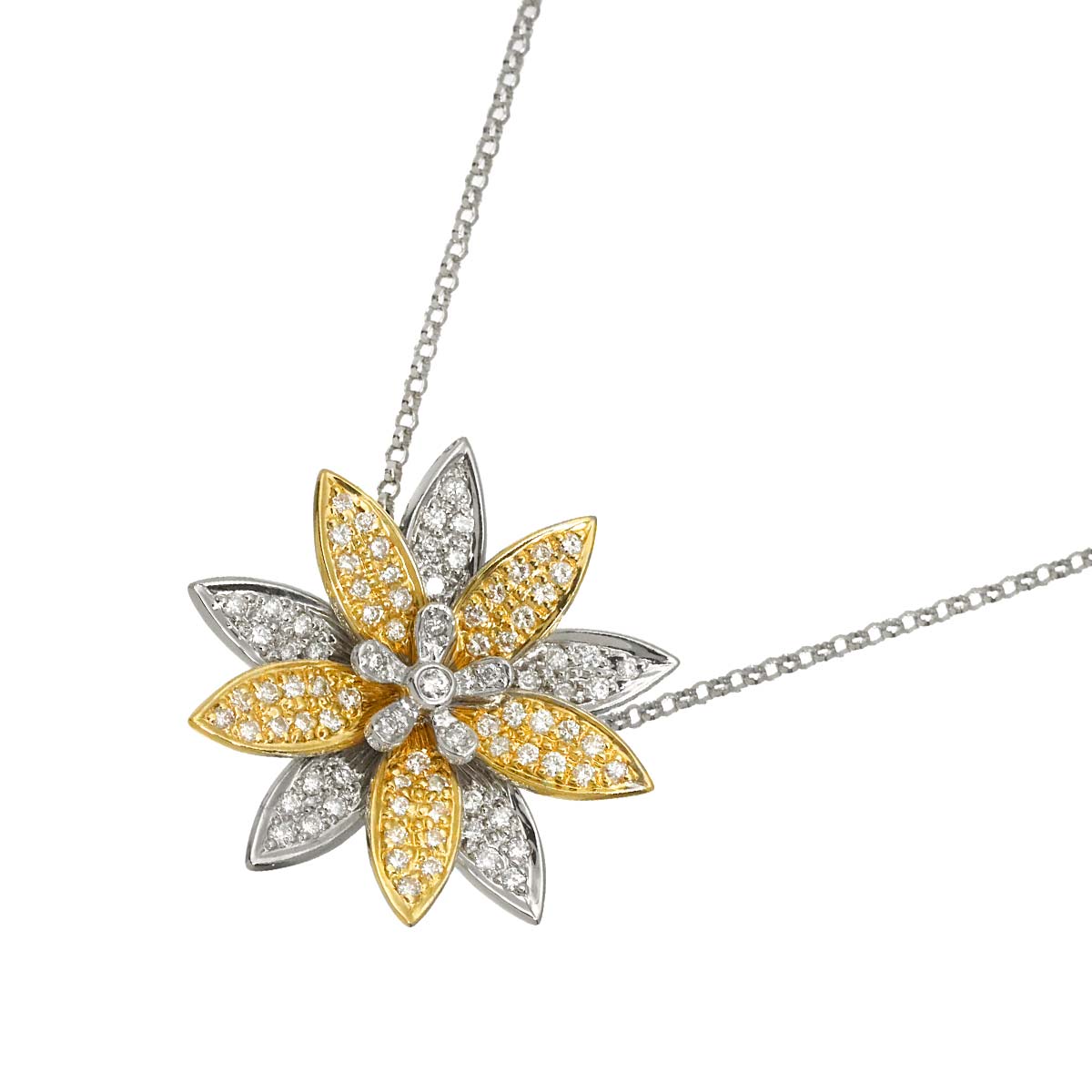 Diamond 0.45ct Necklace 18K WG YG White Yellow Gold 750