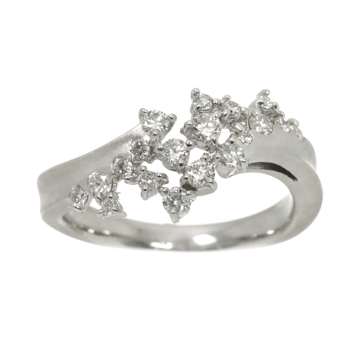 Diamond 0.45ct Ring 18K K18 WG White Gold size6-6.25(US)
