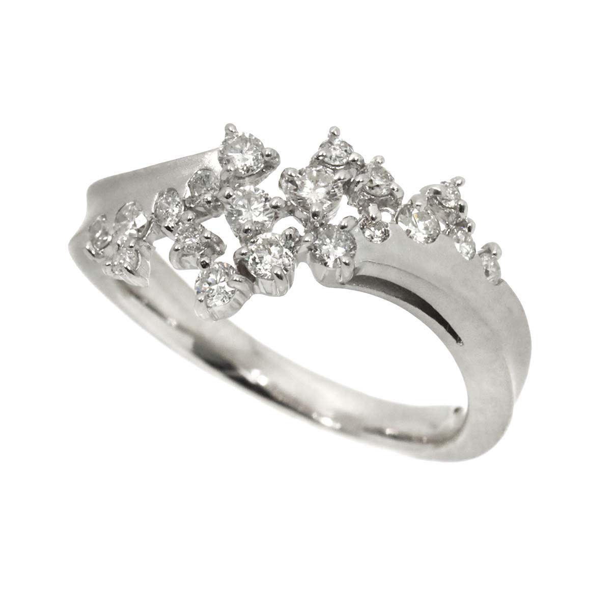Diamond 0.45ct Ring 18K K18 WG White Gold size6-6.25(US)