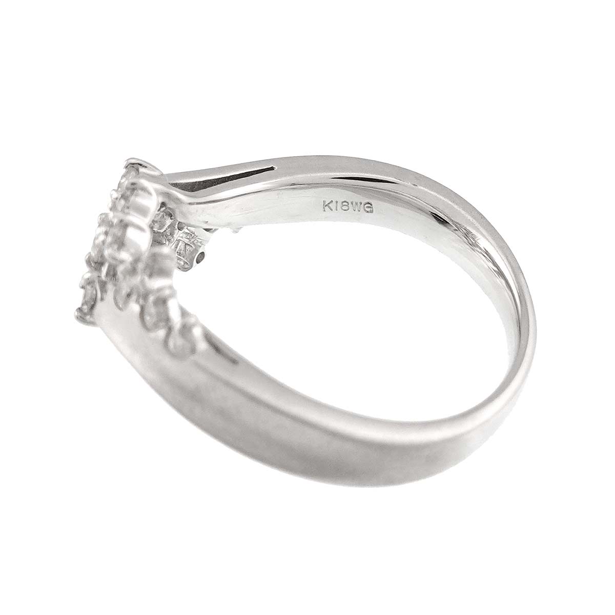 Diamond 0.45ct Ring 18K K18 WG White Gold size6-6.25(US)