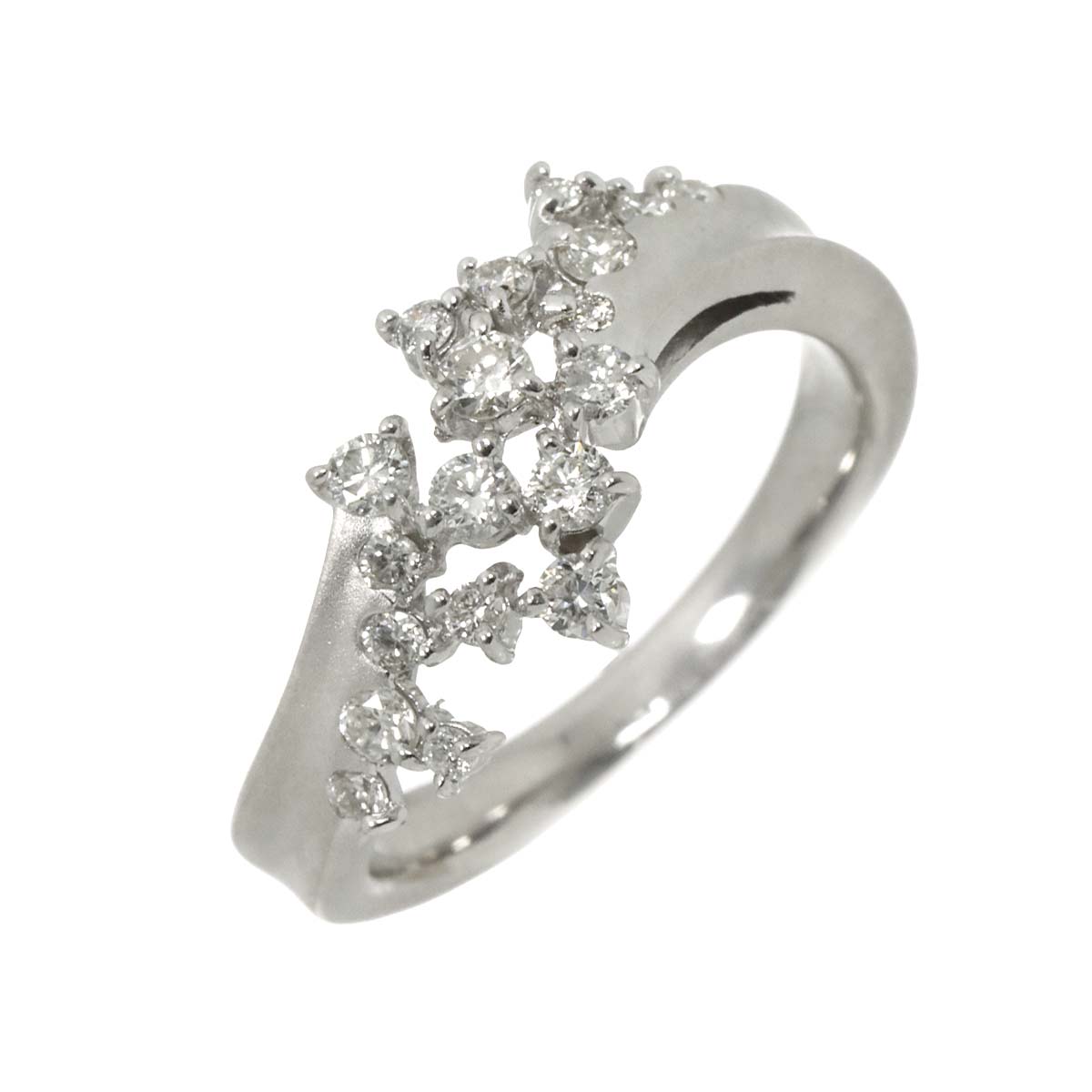 Diamond 0.45ct Ring 18K K18 WG White Gold size6-6.25(US)