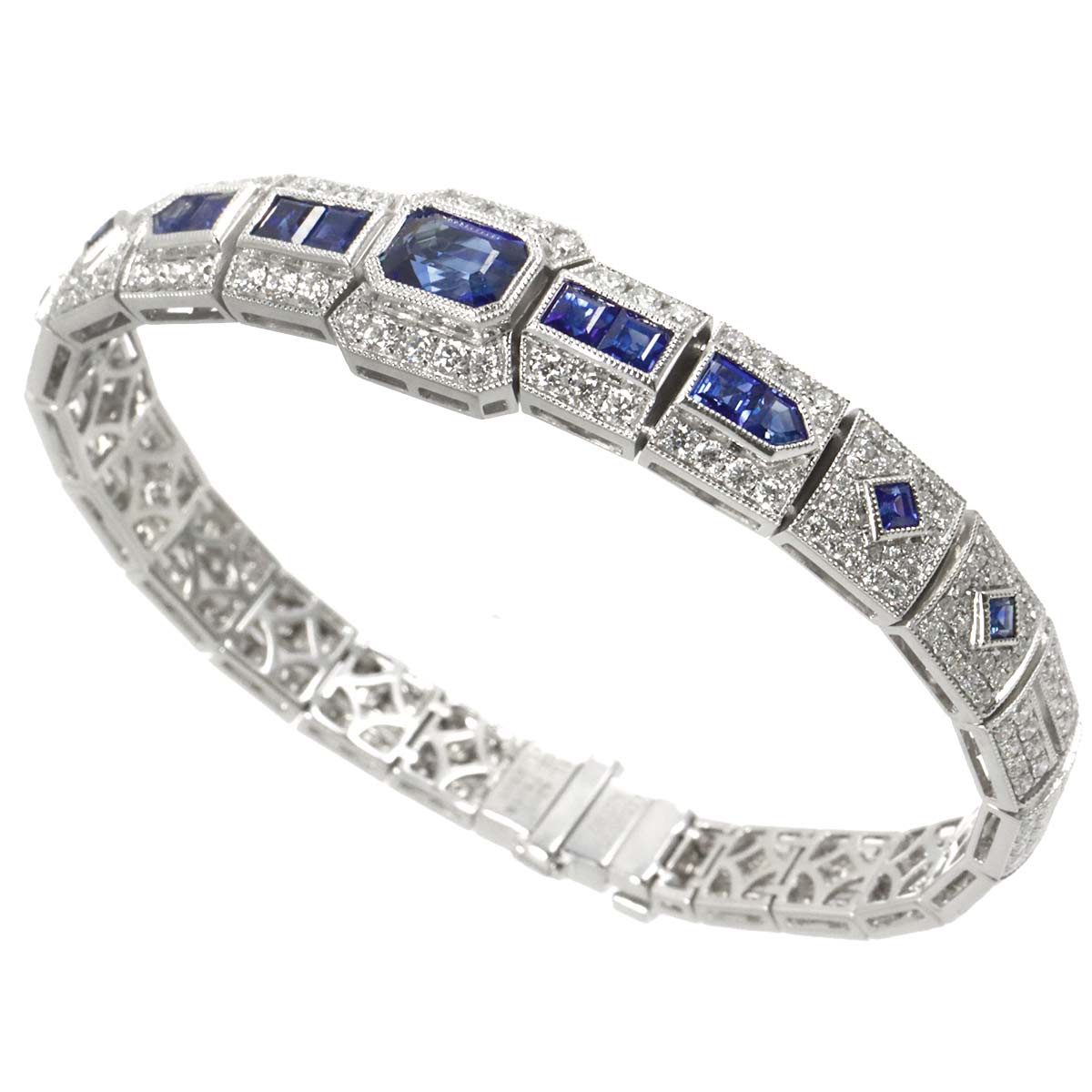 Sapphire 1.42/1.98ct Diamond 2.78ct Bracelet 18K WG 750