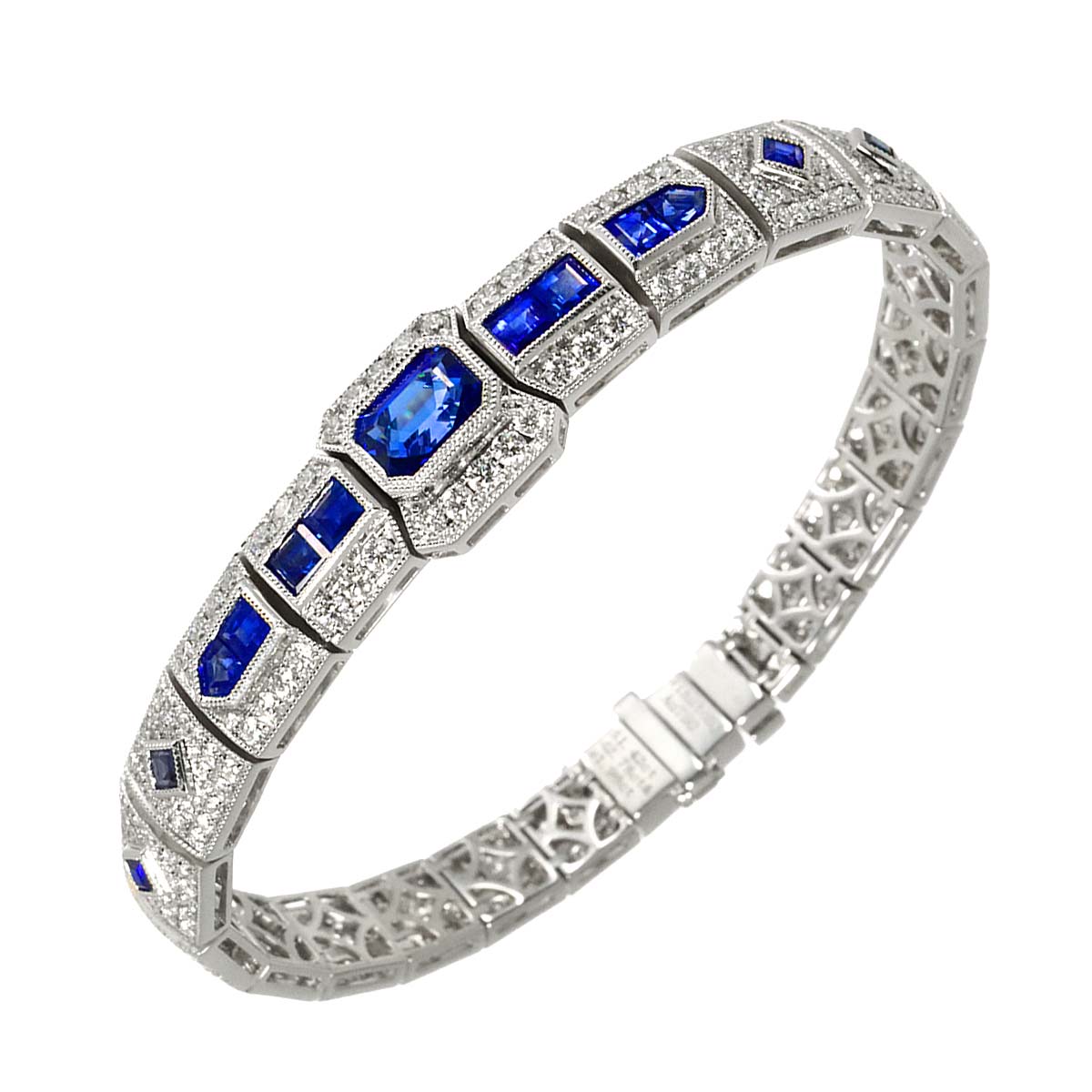 Sapphire 1.42/1.98ct Diamond 2.78ct Bracelet 18K WG 750