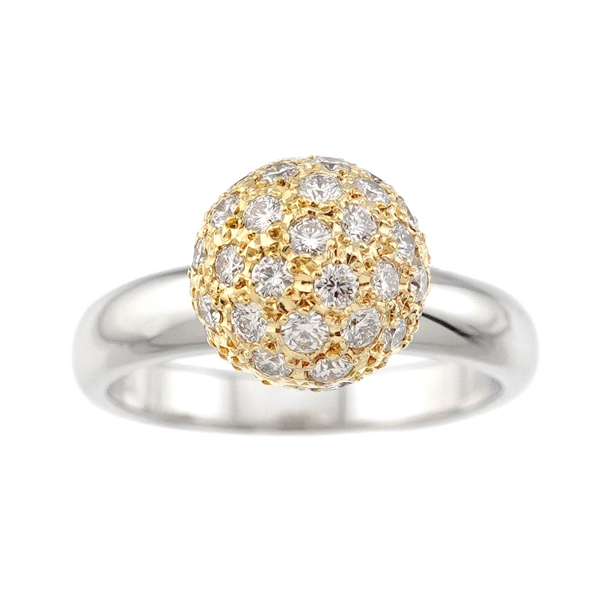 Diamond 0.69ct Ring 18K YG 750 Pt Size6(US)
