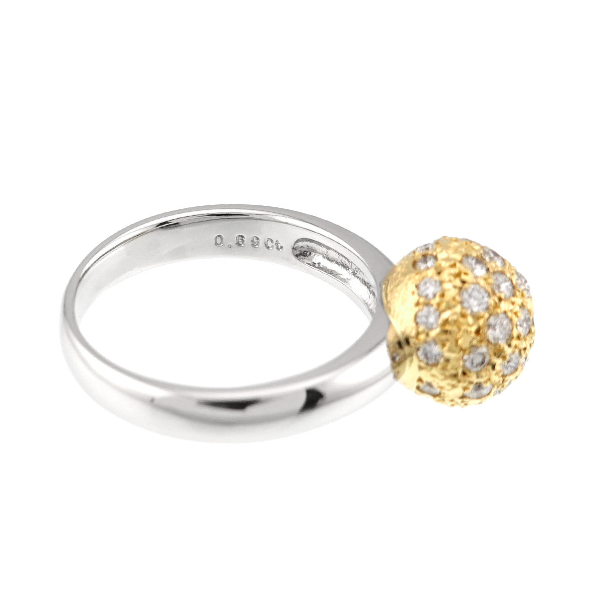 Diamond 0.69ct Ring 18K YG 750 Pt Size6(US)
