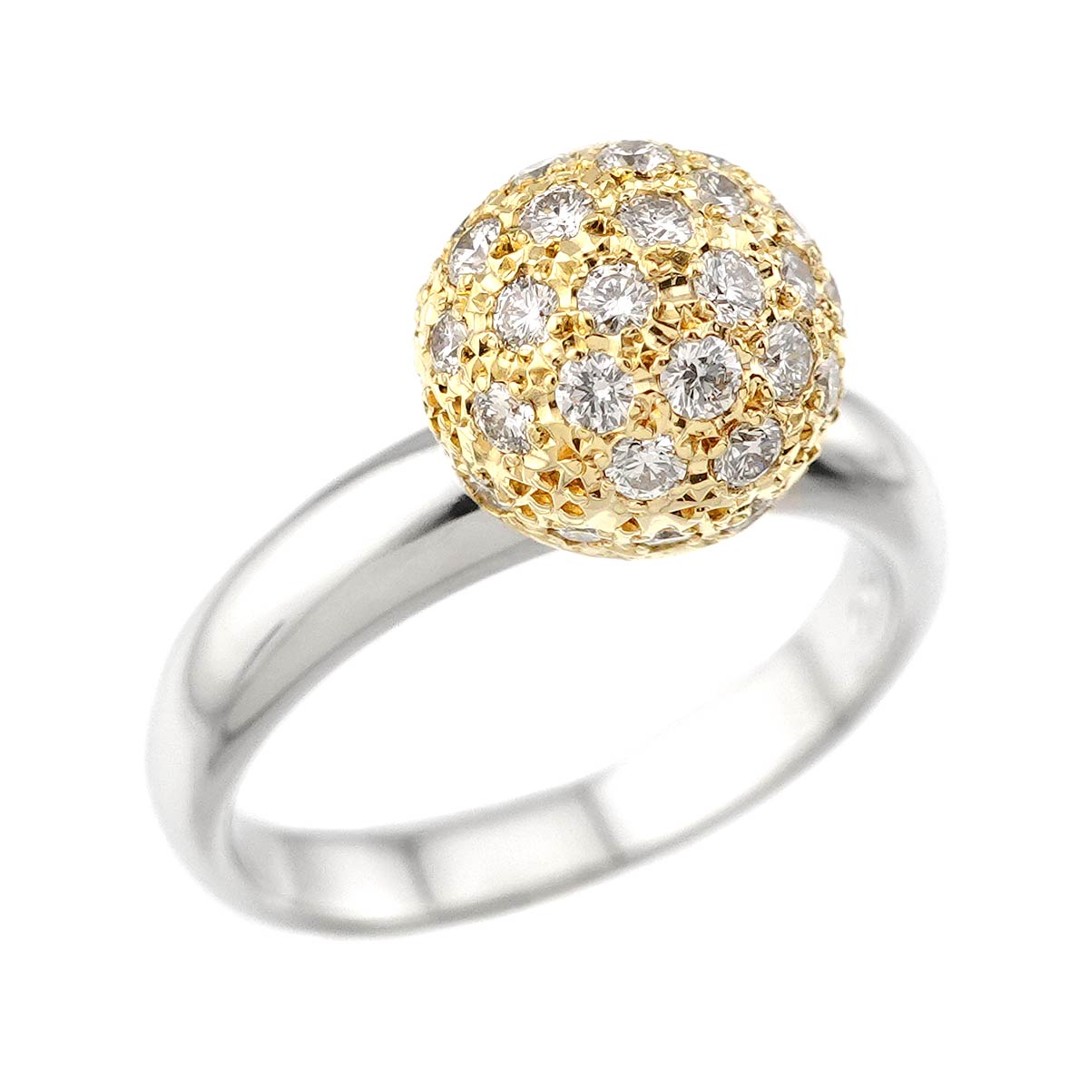 Diamond 0.69ct Ring 18K YG 750 Pt Size6(US)