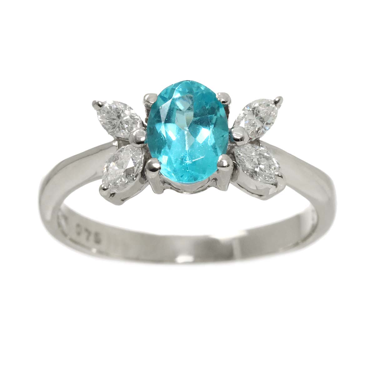 Apatite 0.75ct Diamond 0.33ct Ring Pt Platinum 6.25-6.5(US)